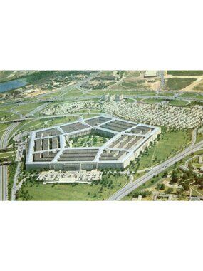 Vintage Pentagon Postcard Photograph Arlington VA WWII Era Aerial View